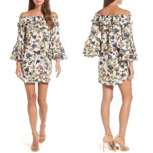 MISA LA Amal Floral Off Shoulder Bell Sleeve Dress